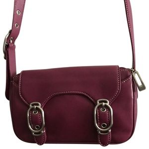 COLE HAAN Small Magenta Leather Crossbody Bag